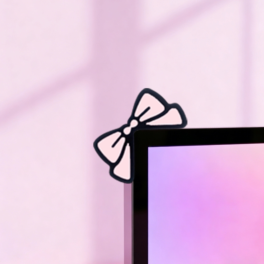 かわいいピンクのリボンモニターデコレーション、可愛いスクリー - Desk Setup Laptop And Monitor のレビューと価格