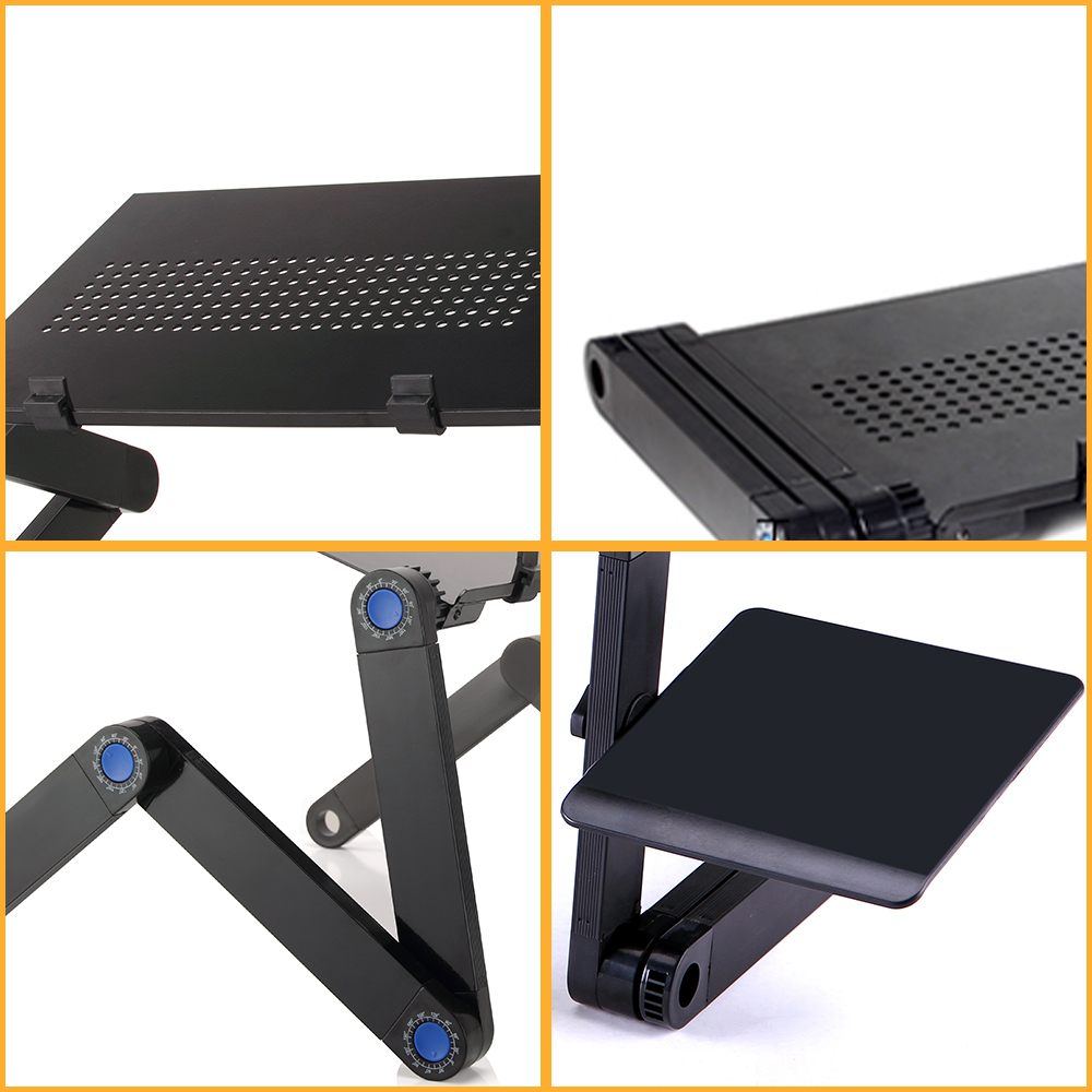 調節可能なラップトップデスクスタンドポータブルアルミ人間工学 - Desk Setup Notebook のレビューと価格