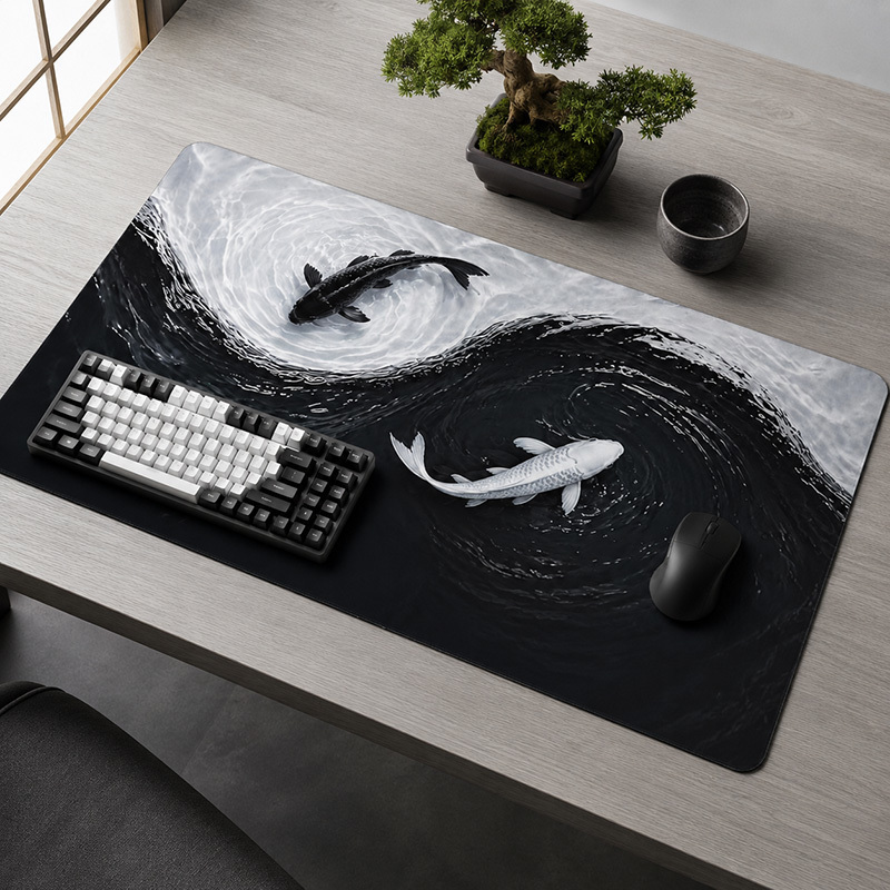 黒白鯉マウスパッドゲーマーXL大型ホームマウスパッドXXLオ - Desk Setup Accessories Aesthetic のレビューと価格
