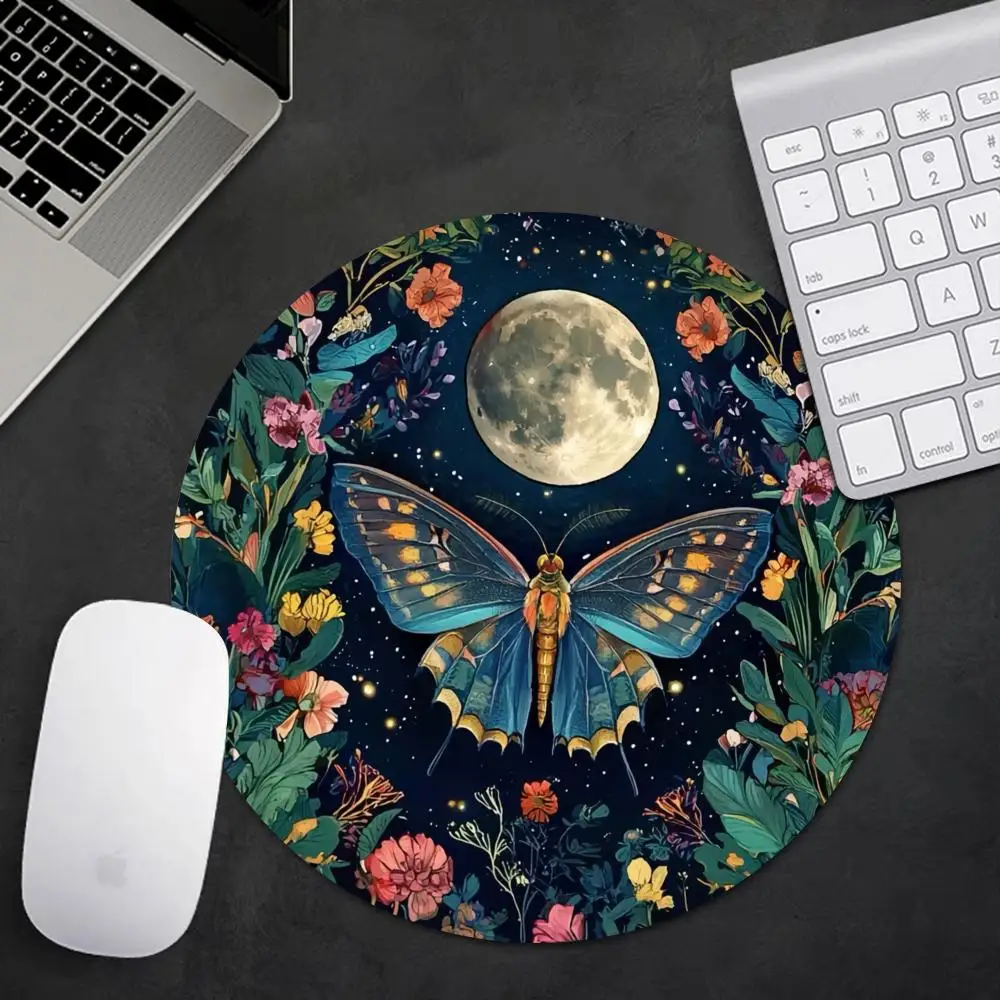 丸型フォレスト柄のマウスパッド、滑り止め加工、オフィス用キー - Desk Setup With Plants のレビューと価格
