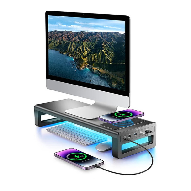RGBモニター台、デスクトップパソコン用棚、ノートパソコン用 - Desk Setup Laptop And Monitor のレビューと価格
