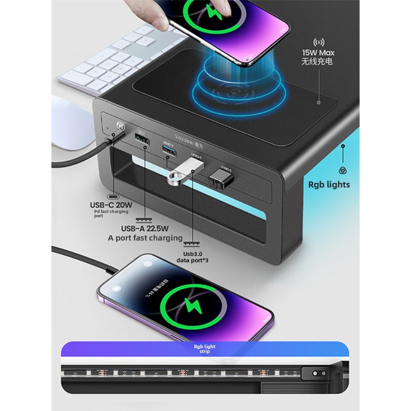 RGBモニター台、デスクトップパソコン用棚、ノートパソコン用 - Desk Setup Laptop And Monitor のレビューと価格